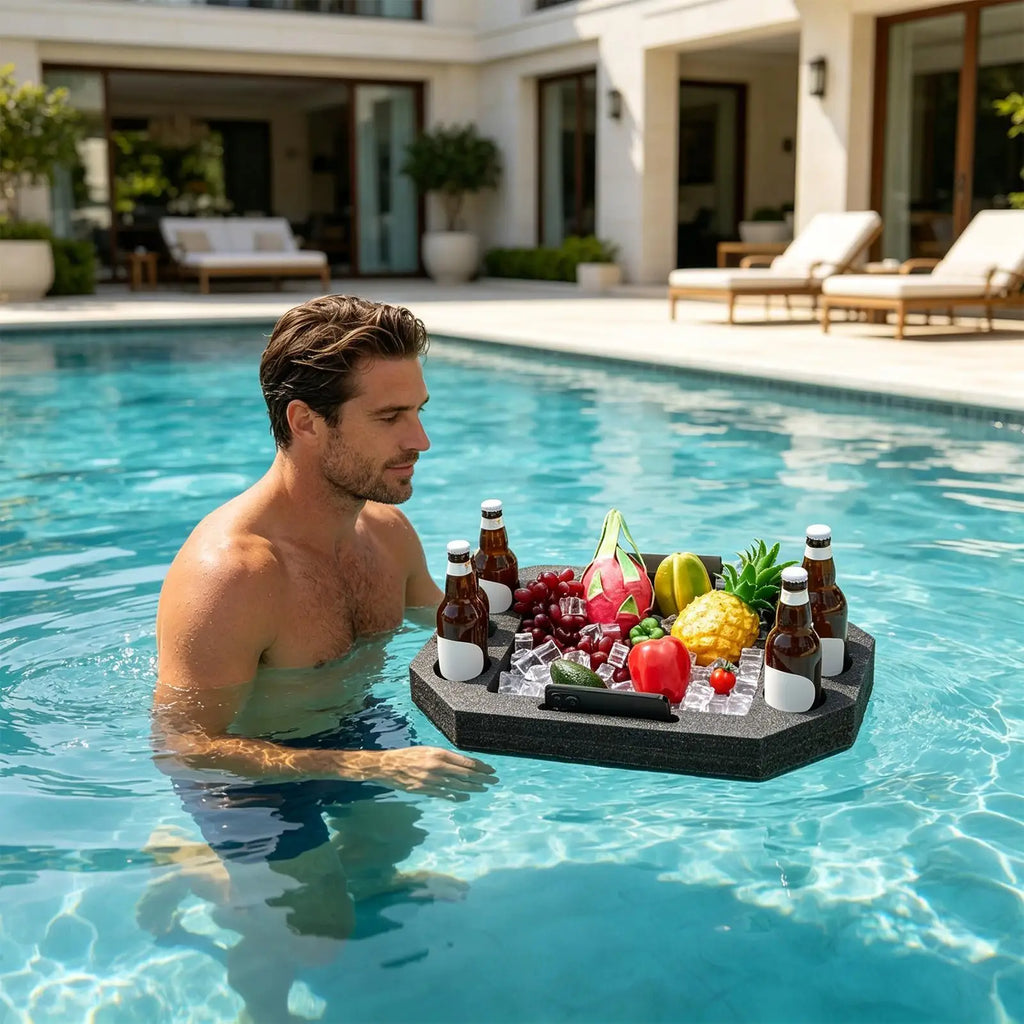 Floating Pool Party Tray with Dividers – Snack & Drink Float Floating Pool Tray Axl