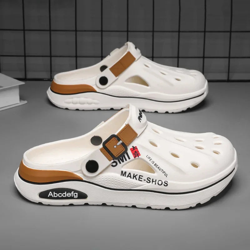 Thick Sole Anti-Slip Beach Sandals & Clogs – Men & Women Beach Sandals Clogs Axl WHITE 43