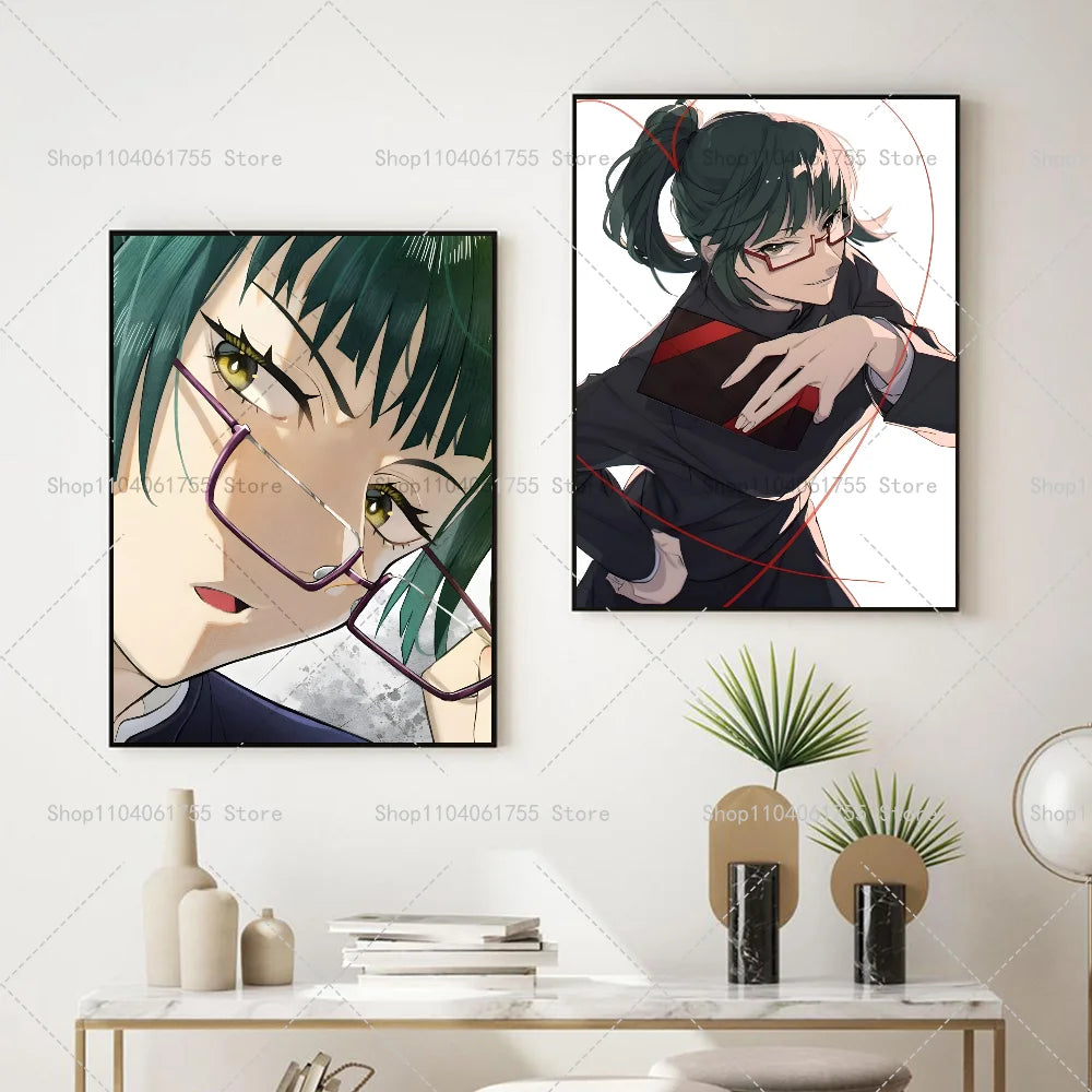 Jujutsu Kaisen Maki Zenin Anime Poster – Self-Adhesive Wall Art Anime Wall Poster Axl