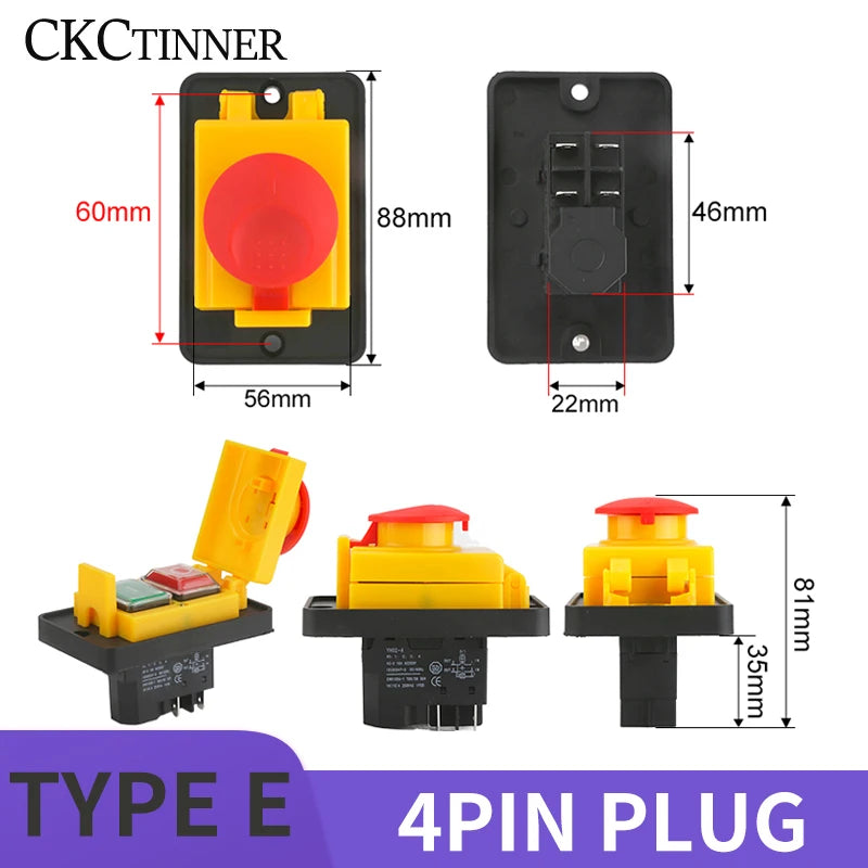 YH02A IP55 Electromagnetic Push Button Safety Switch – KLD28A KJD17A Push Button Switch Axl TYPE-E 4PIN PLUG 110 V