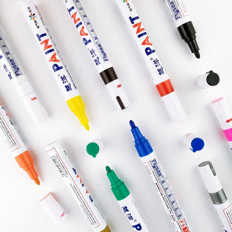 12-Color Waterproof Permanent Paint Markers – Tire & Multi-Surface Paint Marker Set Axl