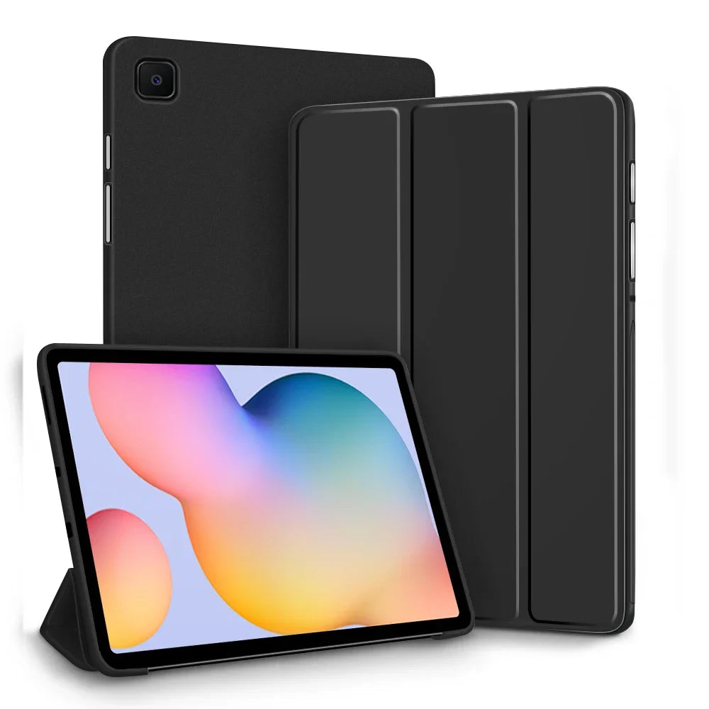 Silicone Tri-Fold Case Samsung Galaxy Tab S6 Lite A8 A9 S7 S8 S9 Tablet Case Axl Black Tab A7 lite 8.7in