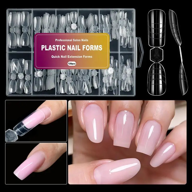240 Pcs Dual Forms Nail Extension Mold Kit – Almond & Coffin Nail Extension Molds Axl