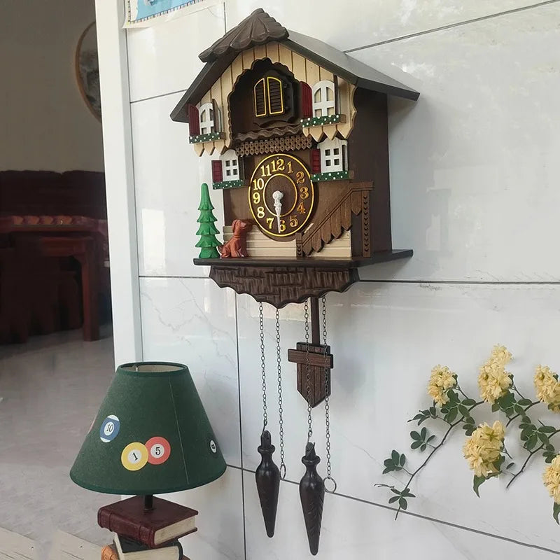 Modern Wooden Cuckoo Wall Clock with Pendulum & Hourly Chime Cuckoo Wall Clock Axl