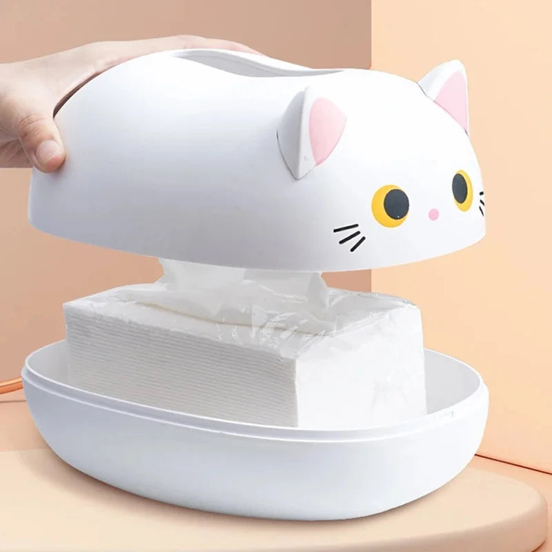Cat Cartoon Tissue Box Cover with Toothpick Holder | Home Décor Tissue Box Cover Axl