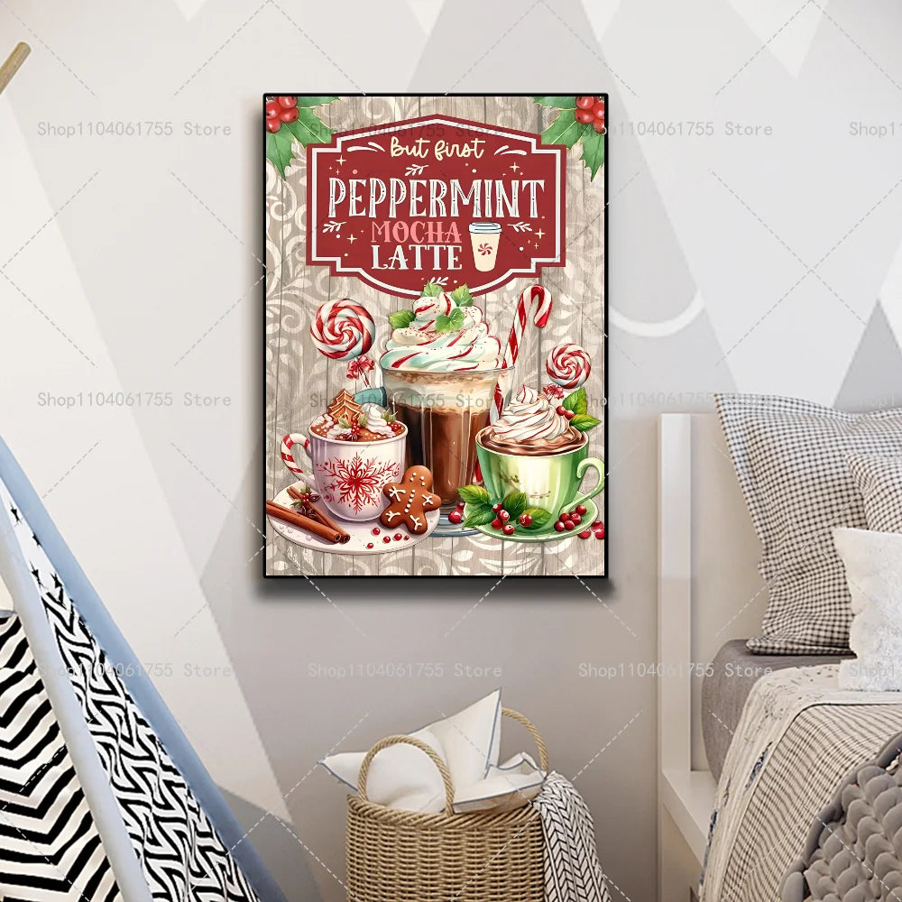 Christmas Hot Chocolate Gingerbread Wall Poster | Self-Adhesive Wall Art Poster Axl
