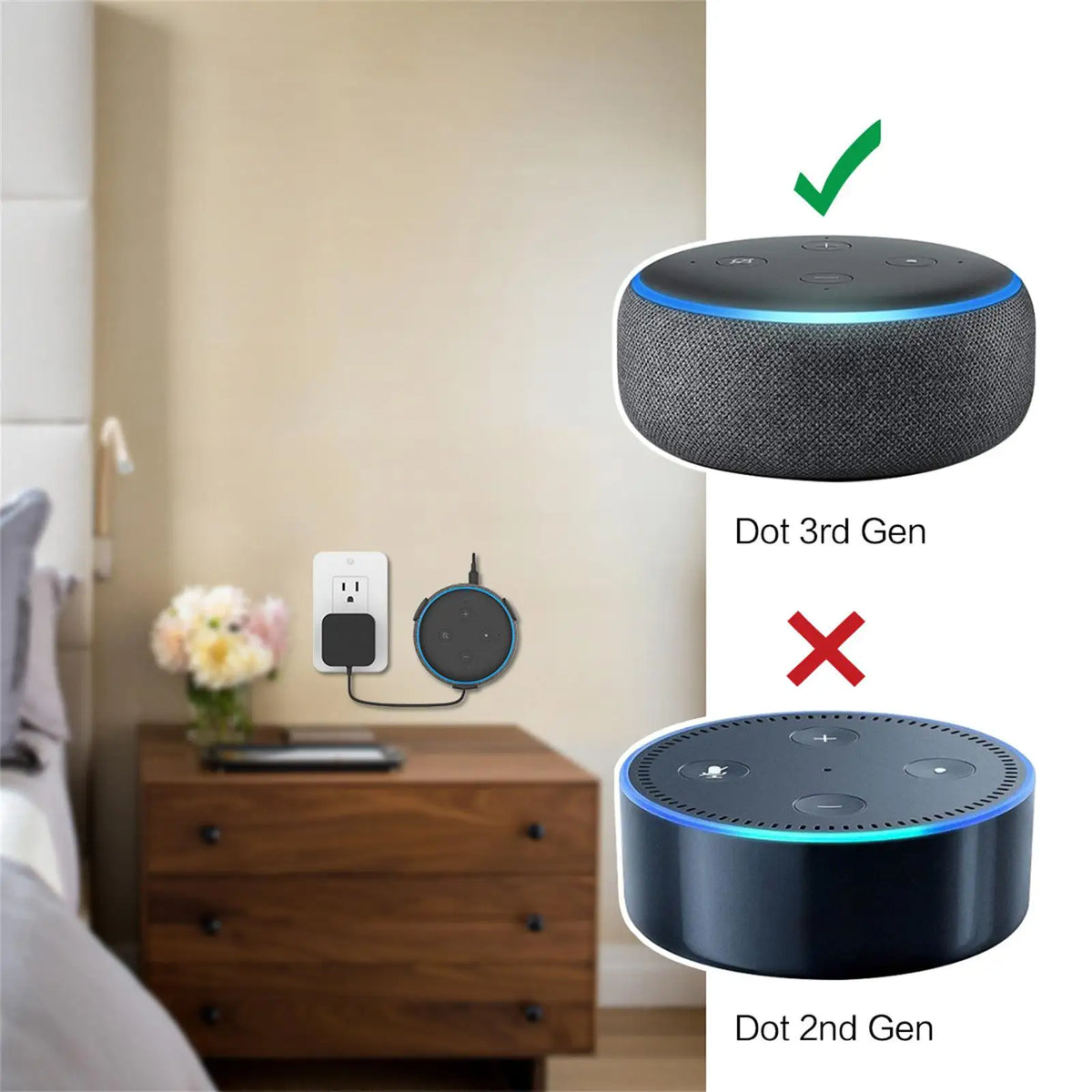 Echo Dot 3rd Gen Wall Mount Holder with Cable Management Speaker Wall Mount Axl