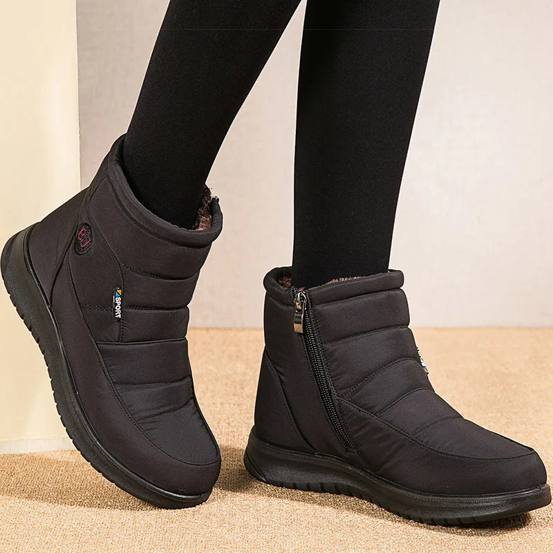 HAJINK Women's Fur-Lined Ankle Snow Boots | Winter Flat Women's Ankle Boots Axl