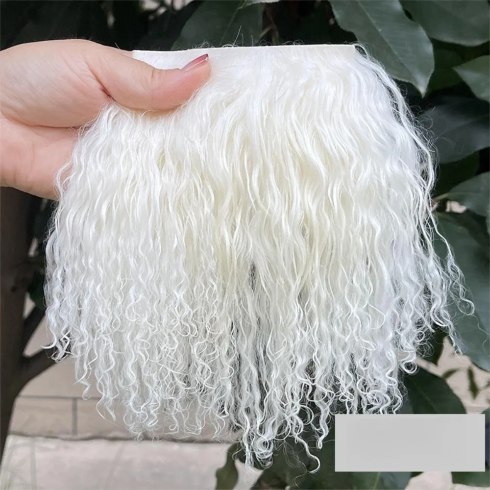 Curly Mohair Hair Wefts for BJD OB11 Blythe & Reborn Dolls Doll Hair Wefts Axl Beige white