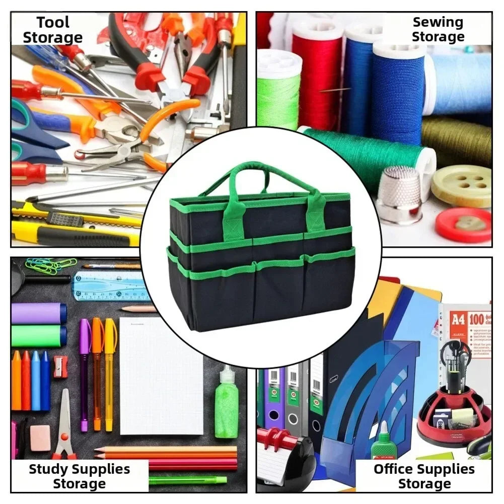 Heavy Duty Wide Mouth Tool Bag – Multi-Pocket Oxford Tote Garden Tool Bag Axl