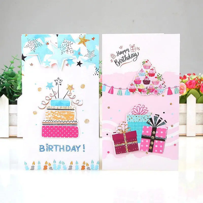 Colorful Birthday Cake Greeting Cards with Envelopes Set Greeting Card Set Axl