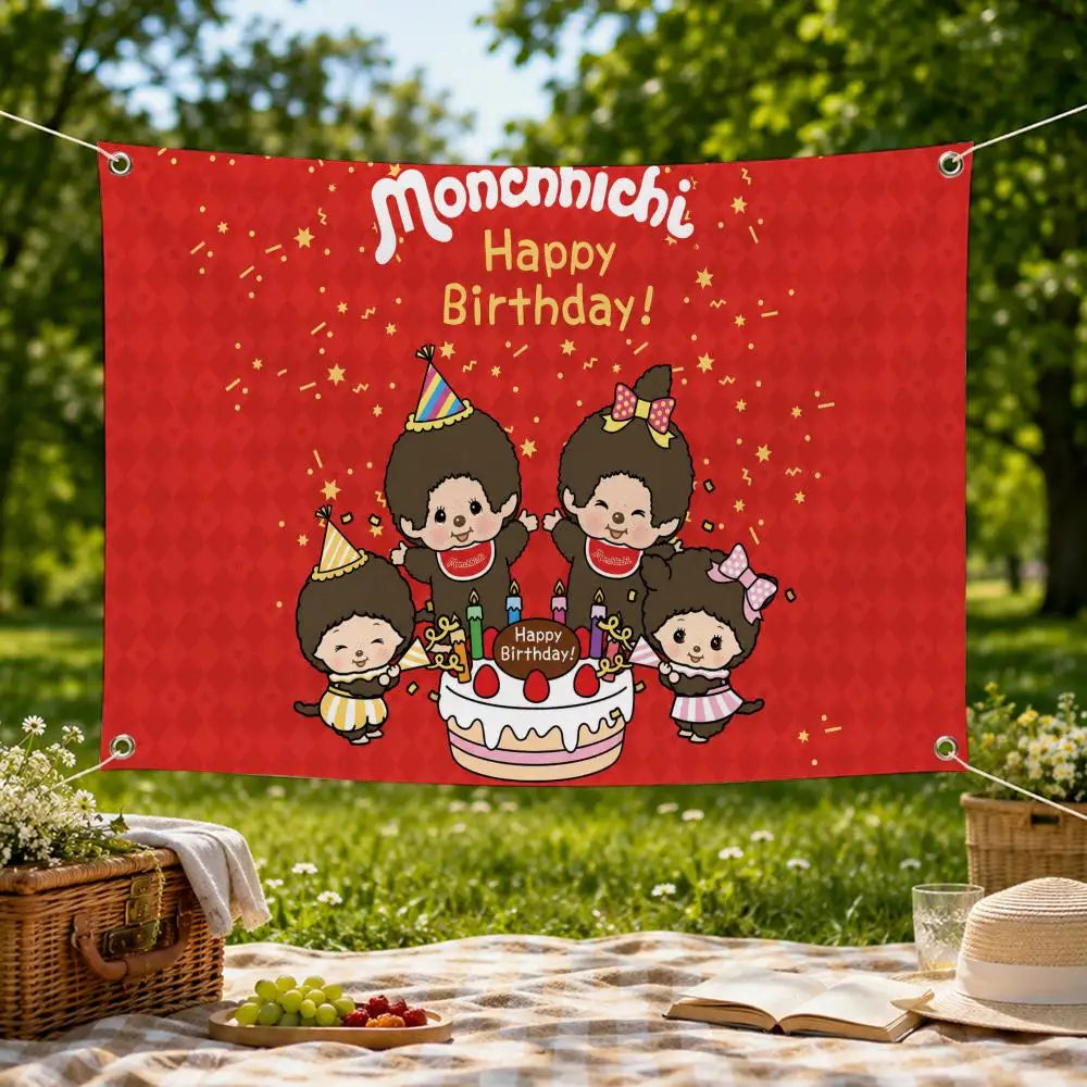 Monchhichi Character Flag Banner – Wall Hanging Decor Wall Hanging Flag Axl
