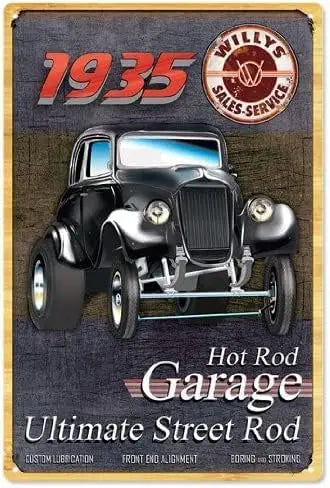 1935 Willie Hot Rod Retro Metal Tin Sign – Garage Wall Decor Vintage Wall Sign Axl aluminum sign aluminum 40x30cm