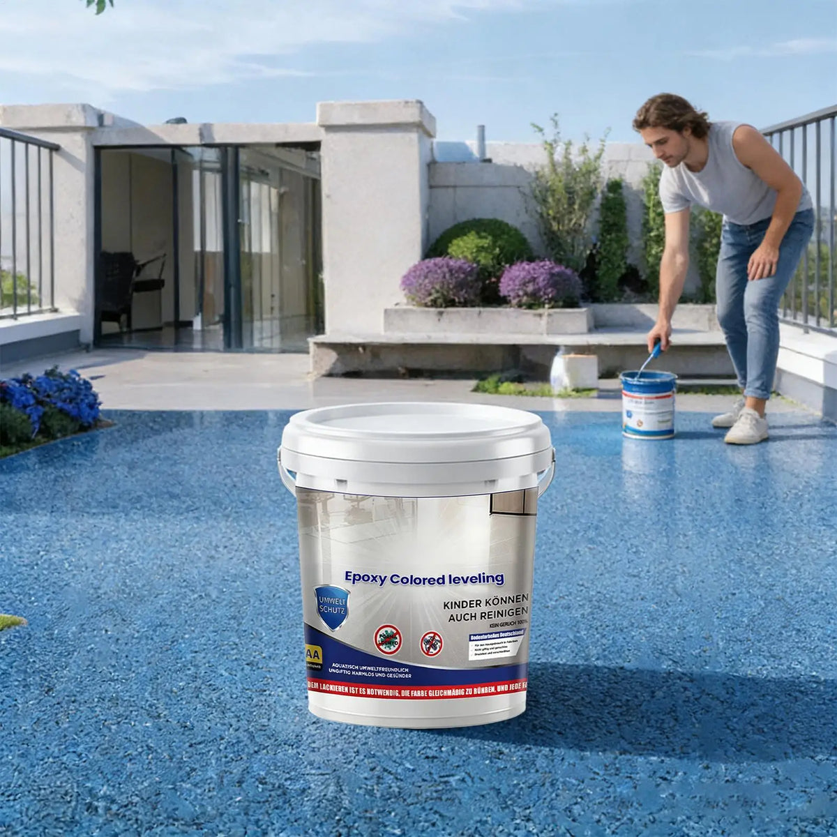 Epoxy Floor Paint – Non-Slip High-Gloss Colored Sand Coating Epoxy Floor Paint Axl