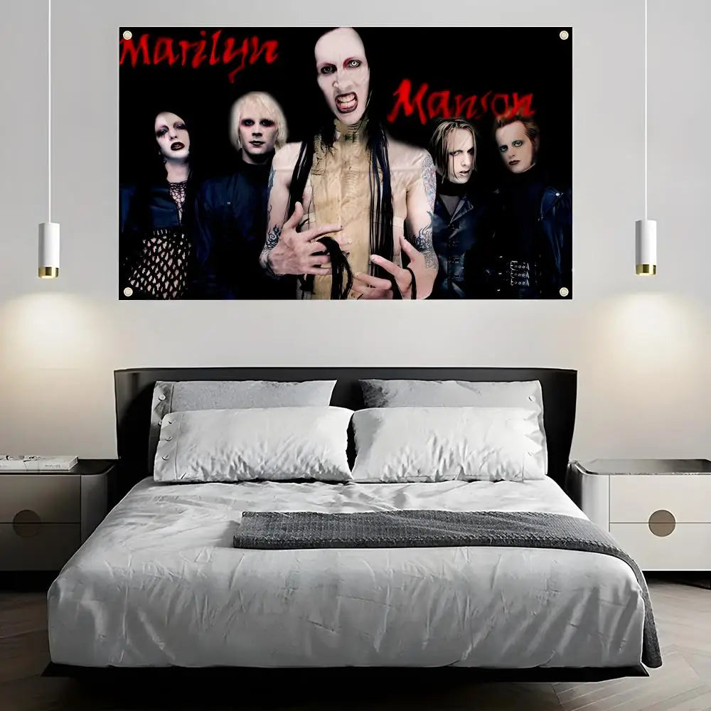 Marilyn Manson Flag – Wall Banner for Bedroom & Concert Decor Wall Art Banner Axl