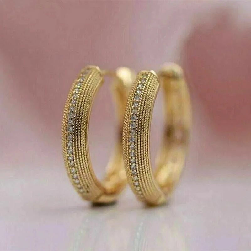 Huitan Gold Hoop Earrings – Cubic Zirconia for Women Hoop Earrings Axl E4166
