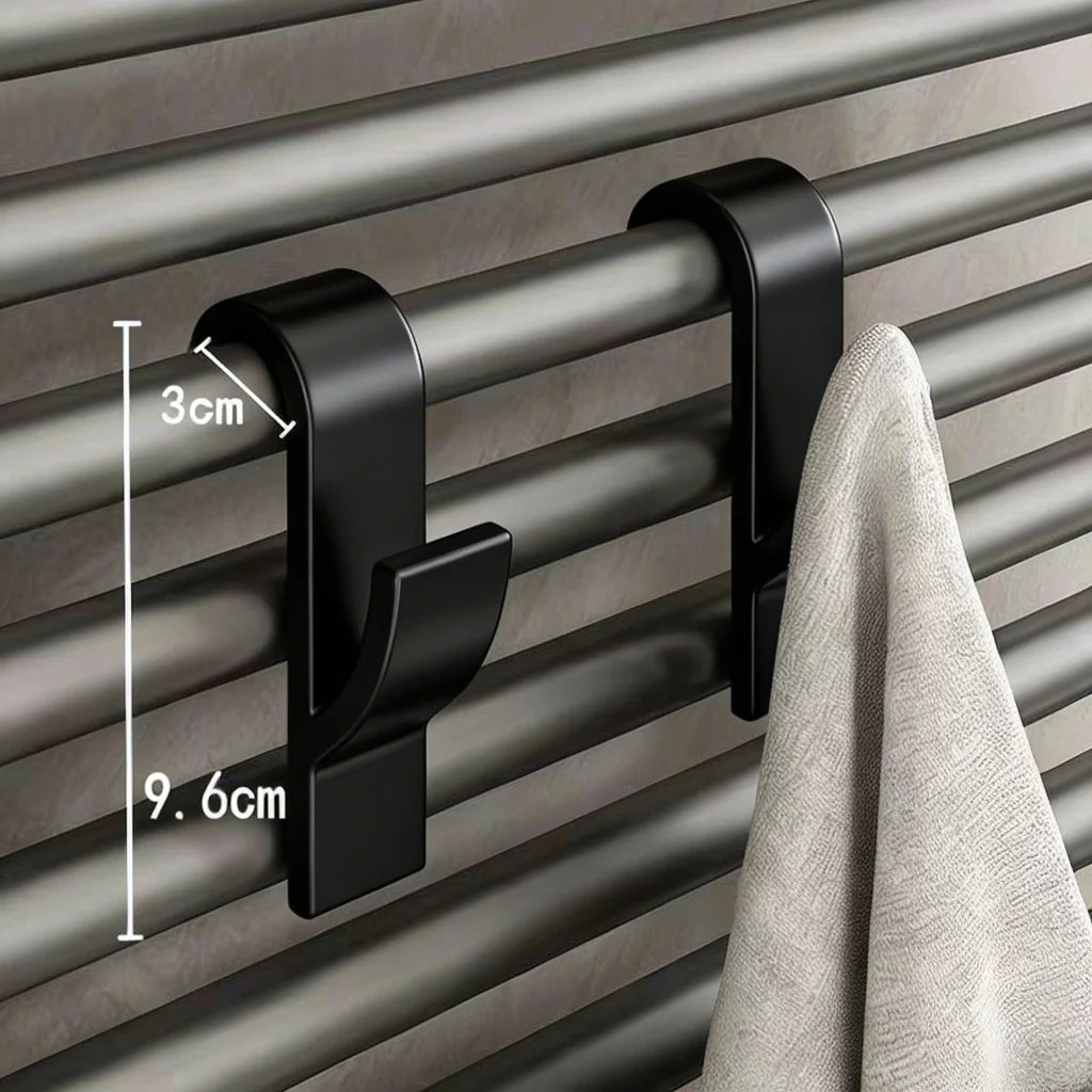 Radiator Hook Clips – Towel & Clothes Hanger for Heated Rails Radiator Hook Clips Axl Black 2PC