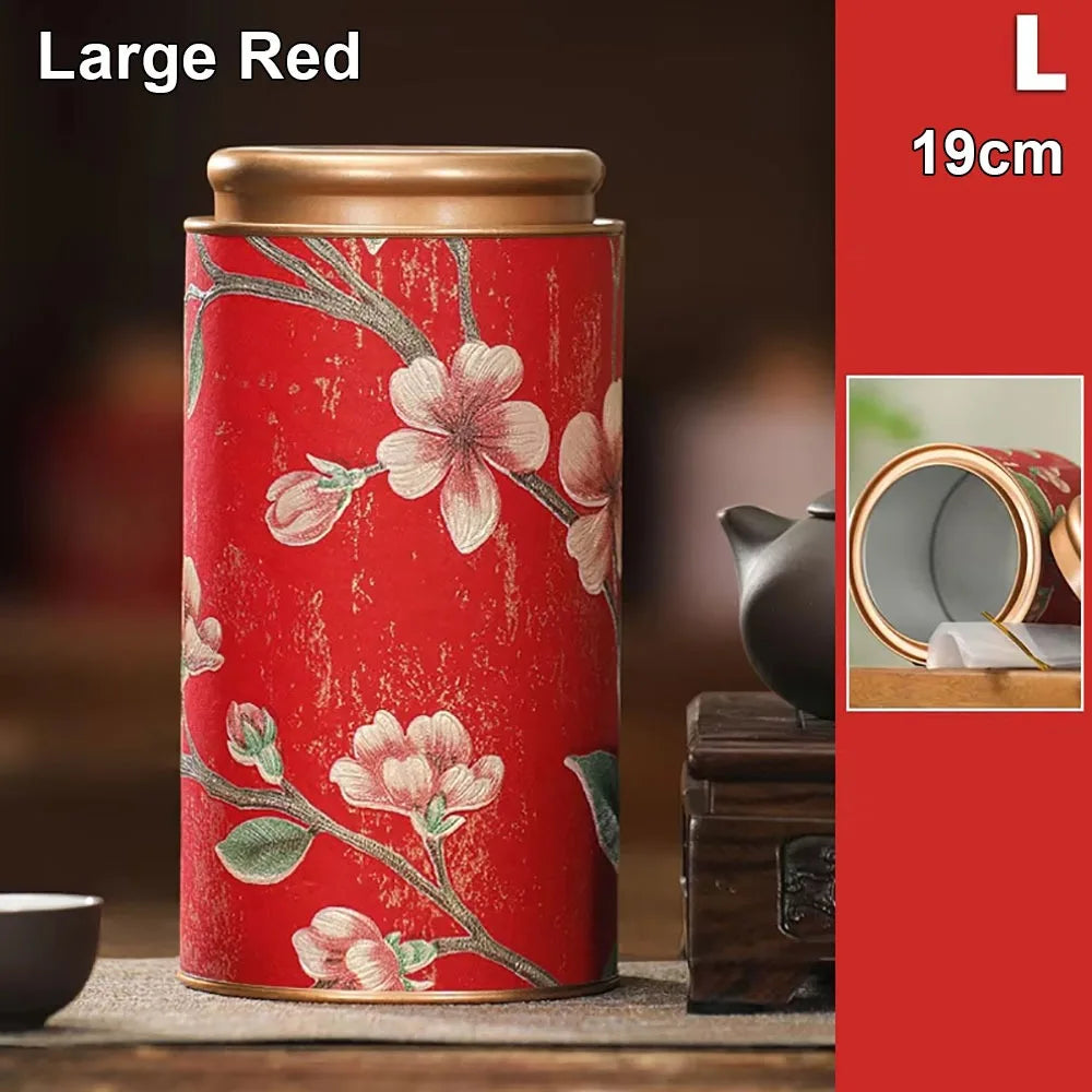 Tinplate Tea Storage Tin Can – Airtight Sealed Jar 10 & 19cm Tea Storage Tin Axl Large Red