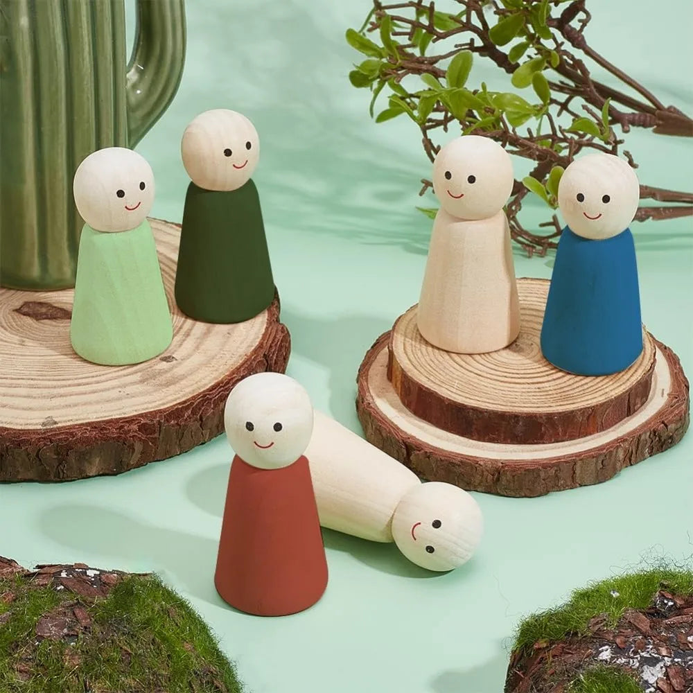 10 Pcs Unfinished Wood Peg Dolls 2.3" Angel Shape DIY Figurines Wood Craft Figurines Axl