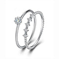 Huitan 2-Piece Stackable Silver CZ Thin Rings Set for Women Stackable Ring Set Axl T0442 8