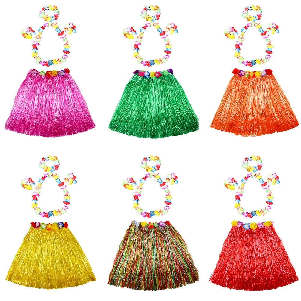 Hawaiian Hula Grass Skirt Set 40CM – Luau Costume Accessories Costume Skirt Set Axl