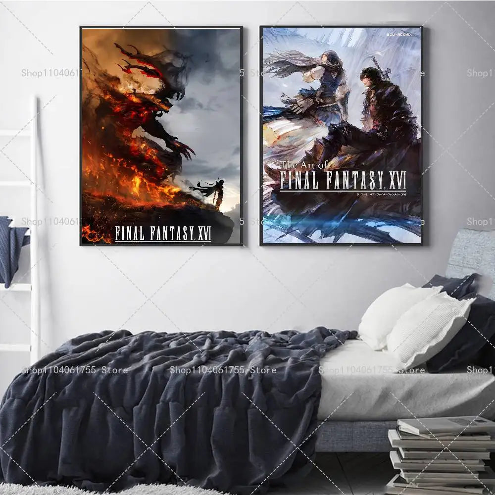 Final Fantasy XVI Game Poster – Self-Adhesive Wall Art Print Wall Art Poster Axl