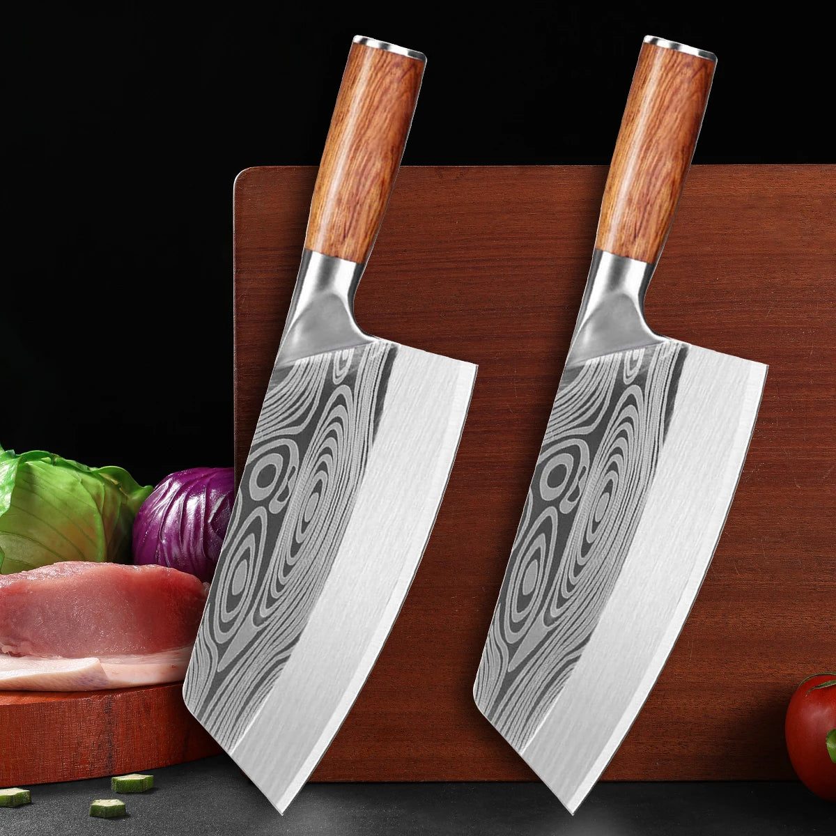 Professional Japanese Santoku Chef Knife – Stainless Steel Santoku Chef Knife Axl 2PCS B