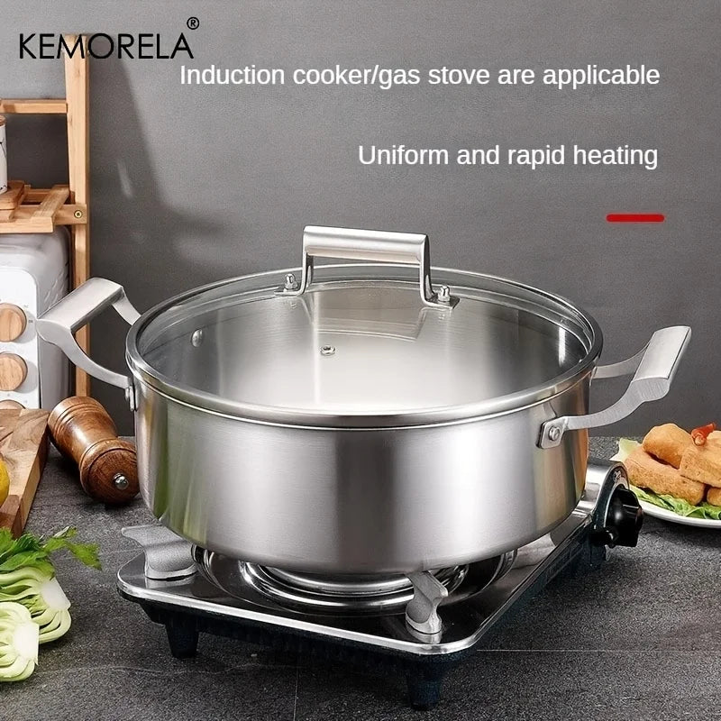 KEMORELA 304 Stainless Steel Soup Pot – 5-Layer Glass Lid Stainless Steel Soup Pot Axl