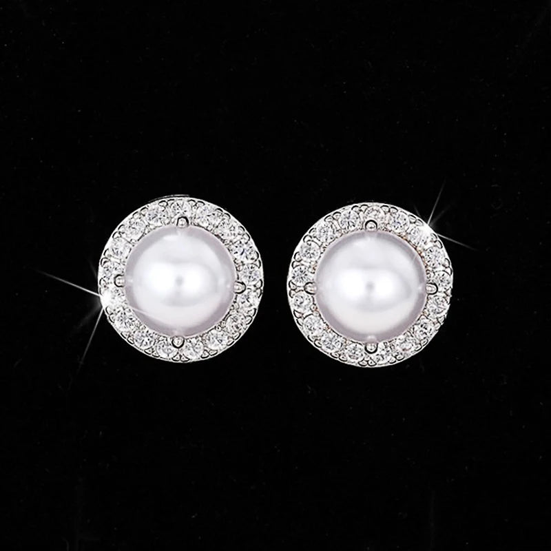 Huitan Imitation Pearl Stud Earrings – Elegant Women's Jewelry Pearl Stud Earrings Axl