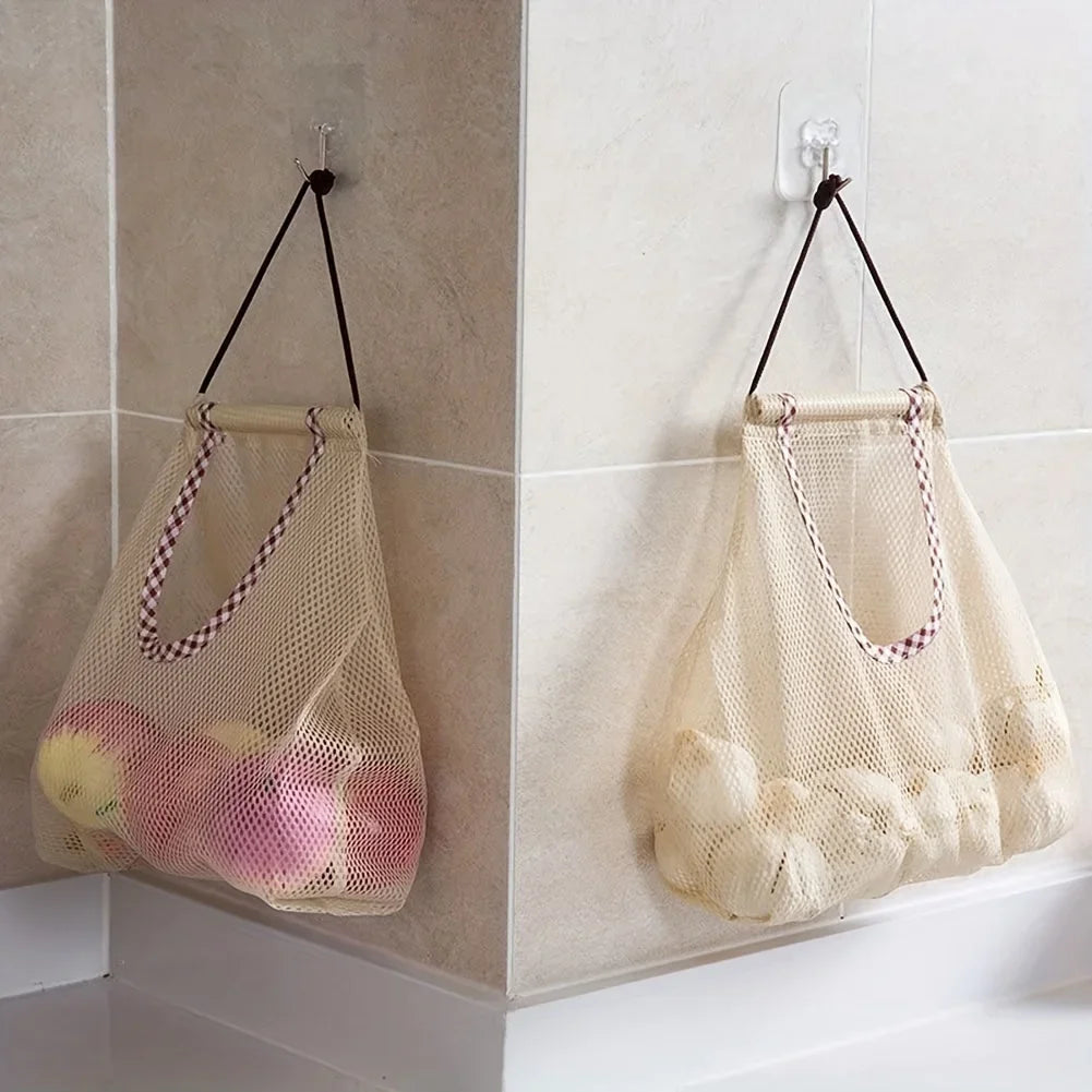 Hanging Mesh Storage Bag – Fabric Basket for Fruit & Veg Hanging Storage Basket Axl