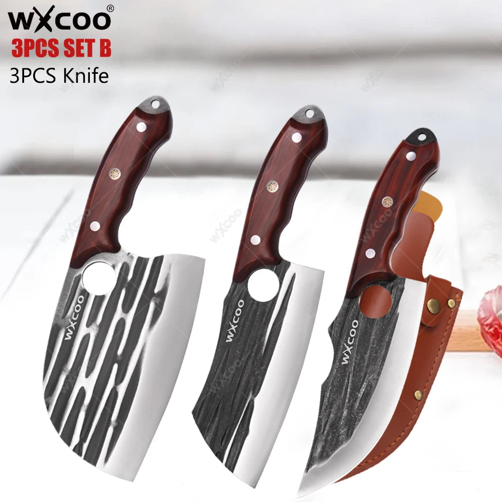 WXCOO Boning Knife Set – Stainless Steel Wood Handle Boning Knife Set Axl 3PCS SET B
