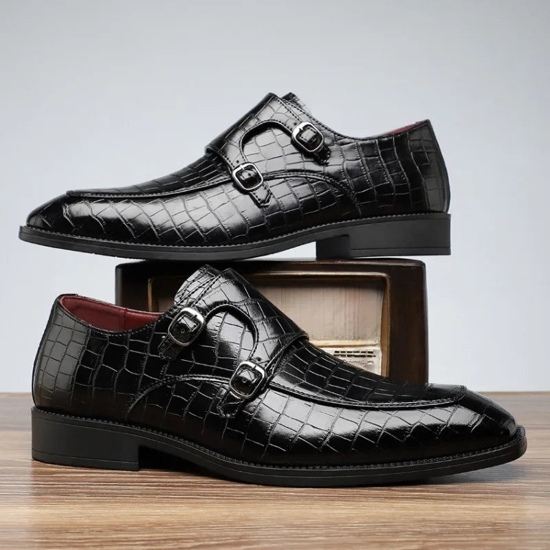 Plus Size Men's Crocodile Pattern Dress Shoes | Business & Wedding Men's Dress Shoes Axl