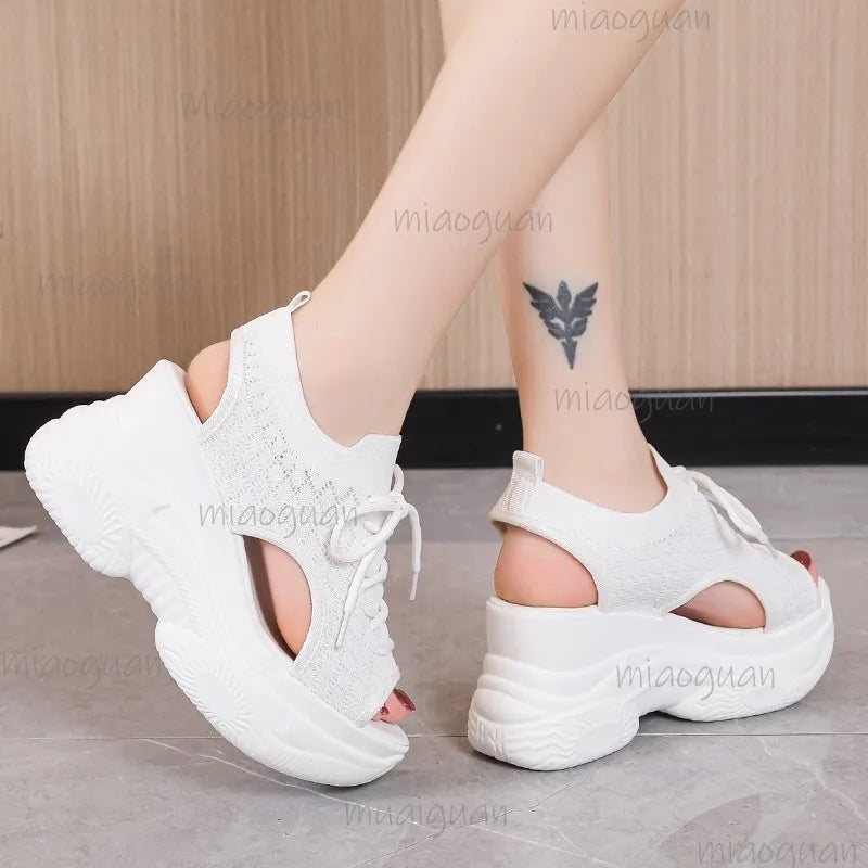 Women's Lace-Up Wedge Sandals – Round Toe Roman Summer Wedge Sandals Axl