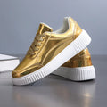 Women's Low Top Lace-Up Sneakers – Breathable Casual Sport Shoes Women's Sneakers Axl Gold 40