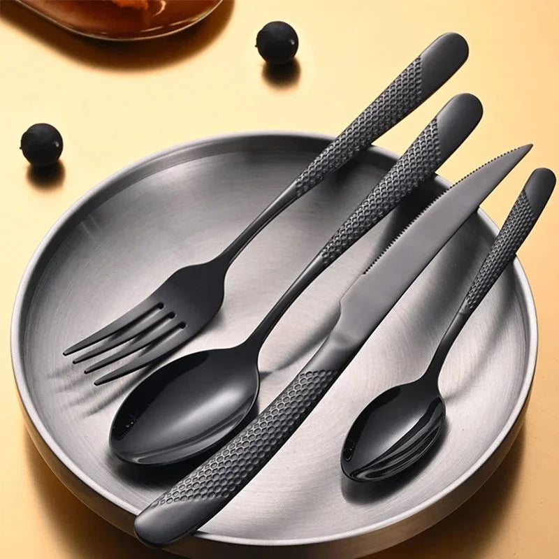 24-Pc Star Diamond Stainless Steel Cutlery Set – Knife Fork Spoon Flatware Cutlery Set Axl
