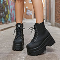 Women's Lace-Up Wedge Ankle Boots | Casual Platform Style Wedge Ankle Boots Axl black 37
