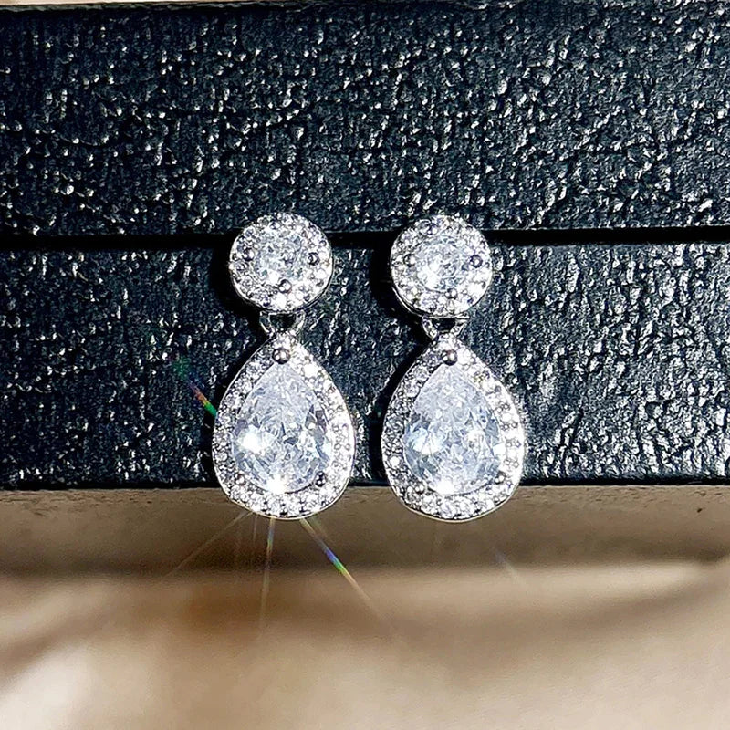 Huitan Waterdrop CZ Drop Earrings – Bridal & Wedding Jewelry Drop Earrings Axl