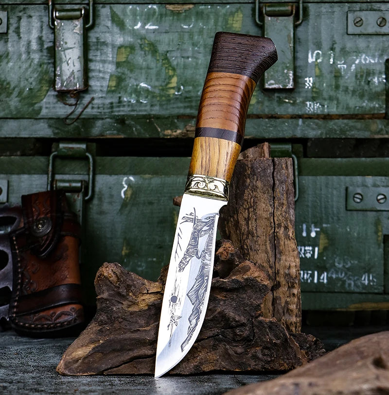 Etched Boning Knife – Copper & Zebrawood Handle | Stainless Steel Boning Knife Axl