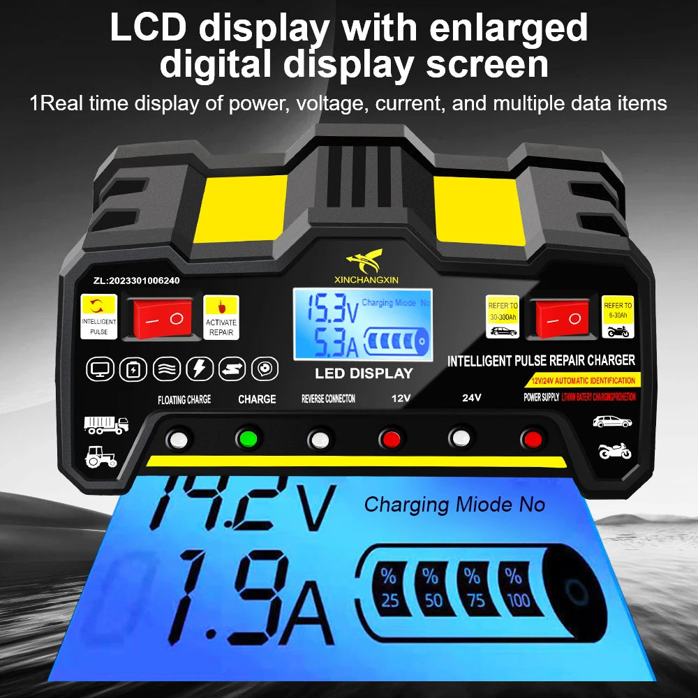 220W Intelligent LCD Car Battery Charger – 300AH Lead Acid Car Battery Charger Axl