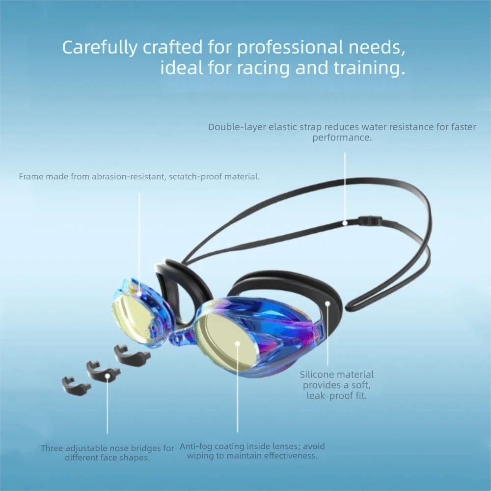 Electroplated Anti-Fog Swim Goggles | Adjustable Adult Eyewear Swim Goggles Axl