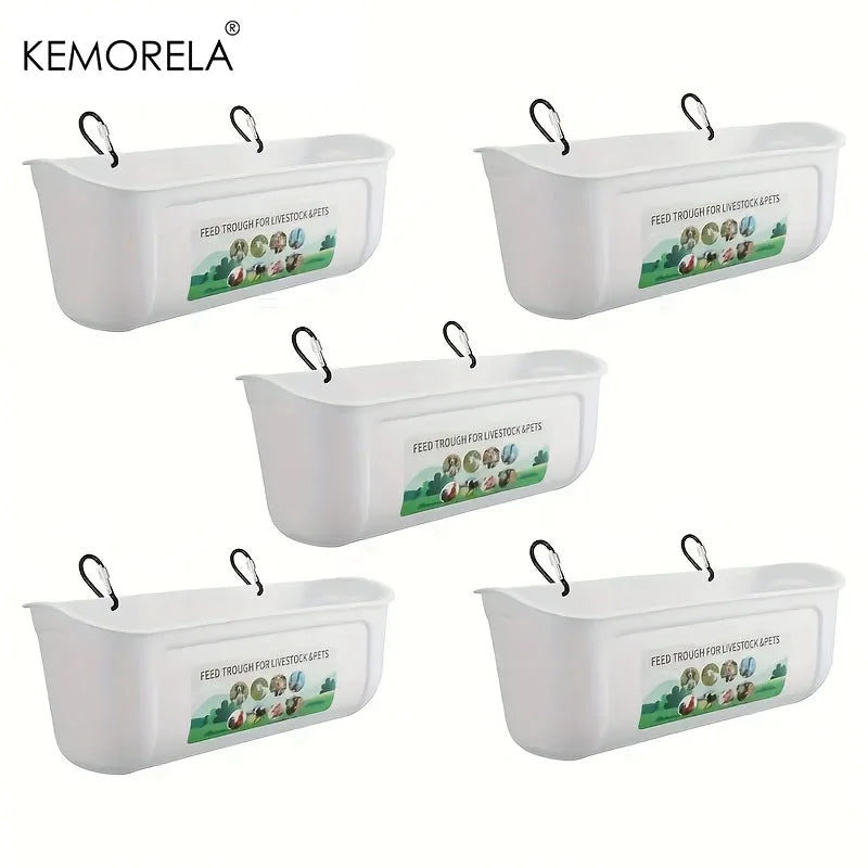 Large Chicken Feeders & Waterers with Clips – 4.5 Qt, 1/3/5 Pk Poultry Feeder Waterer Axl White 5PCS