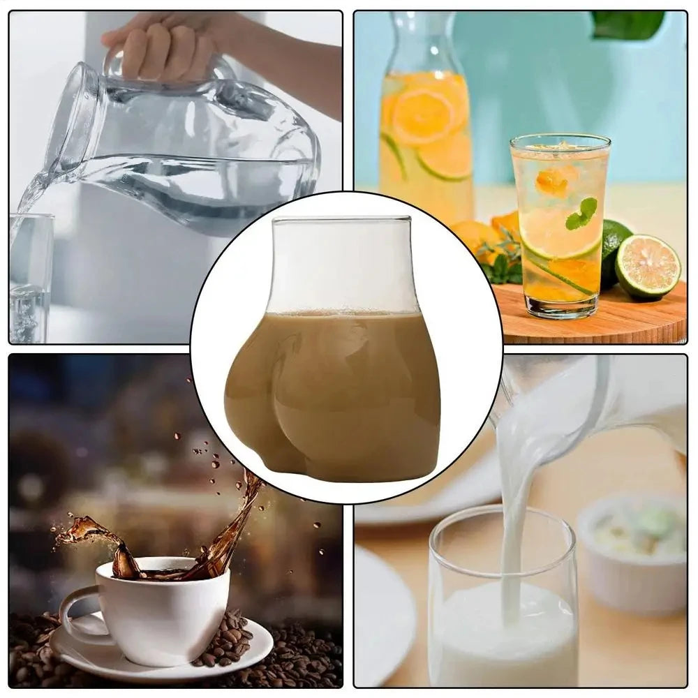 Funny Butt Shaped Glass Mug 450ml | Borosilicate Novelty Cup Novelty Glass Mug Axl