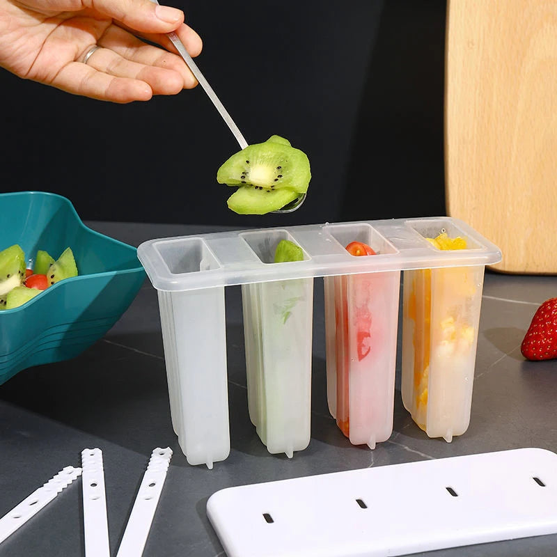 4-Cell DIY Popsicle Mold – Ice Cream & Ice Lolly Maker Popsicle Mold Axl
