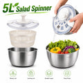 Large 5L Salad Spinner – Hand Crank Lettuce & Veggie Dryer Salad Spinner Axl 5L Stainless Steel