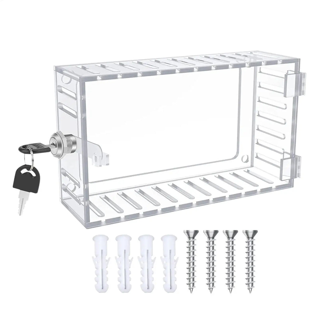Lockable Thermostat Lock Box – Clear Acrylic Guard with Key Thermostat Lock Box Axl
