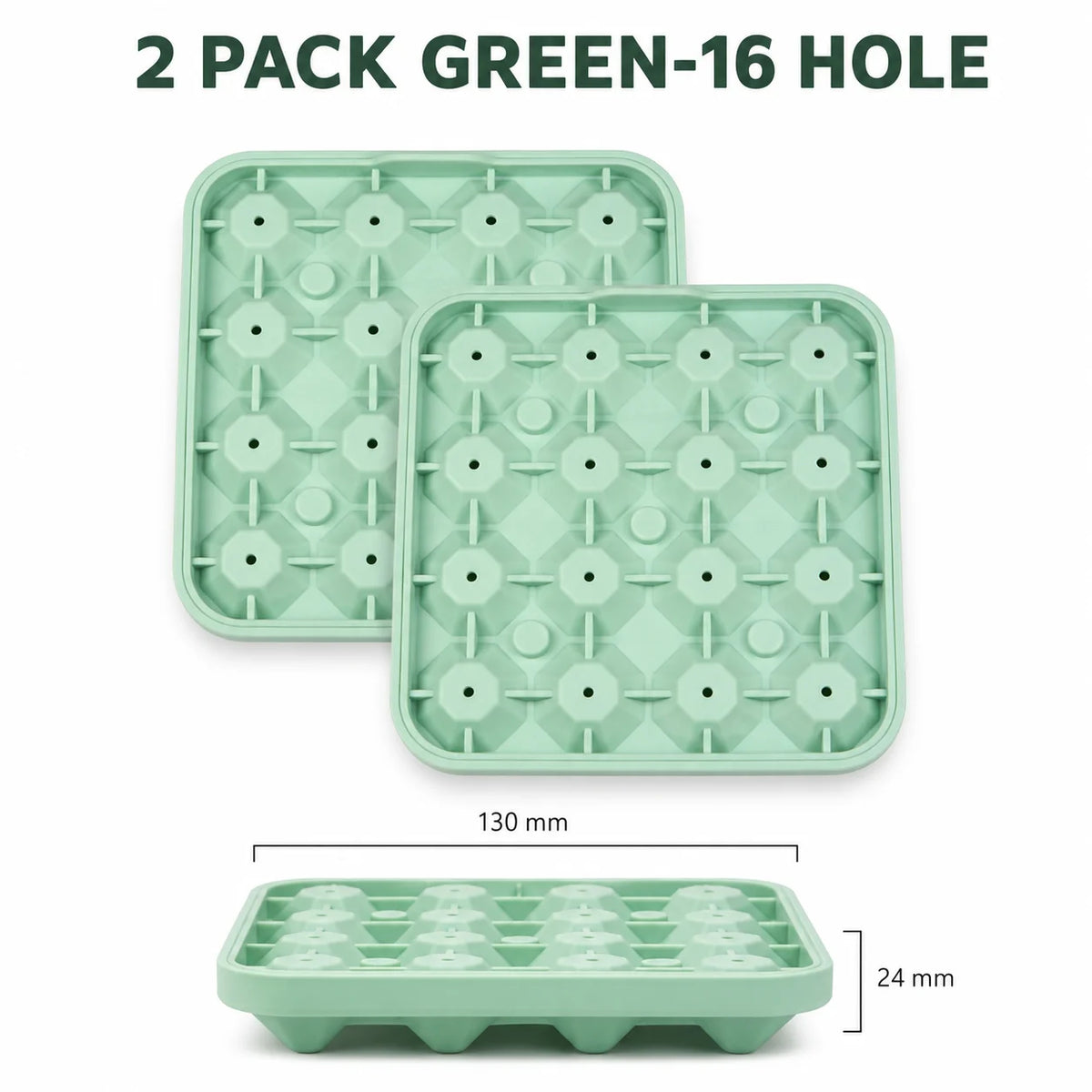 Diamond Ice Cube Tray 16-Cavity Silicone Mold for Cocktails Silicone Ice Tray Axl 2 PACK Green-16 Hole