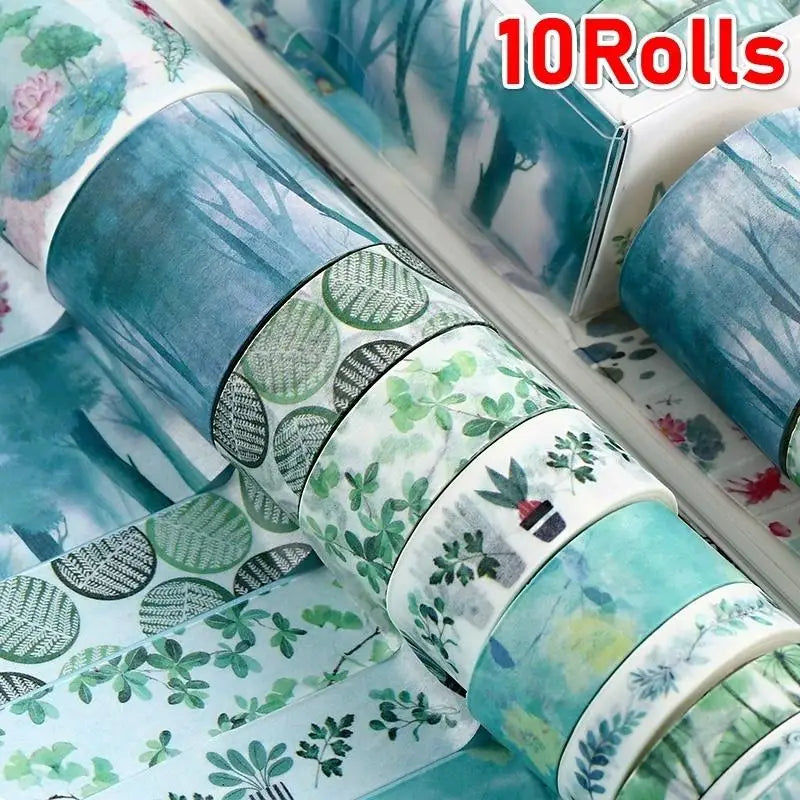 10-Piece Kawaii Washi Tape Set – Sea & Forest DIY Craft Series Decorative Washi Tape Axl
