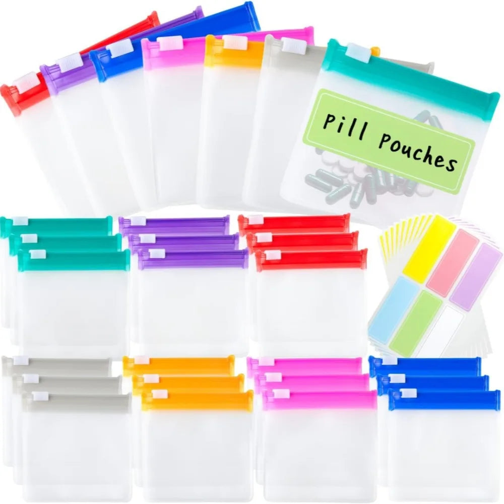 Reusable Zipper EVA Storage Pouches – Pill & Organizer Bags 28/7pc Zipper Storage Pouches Axl