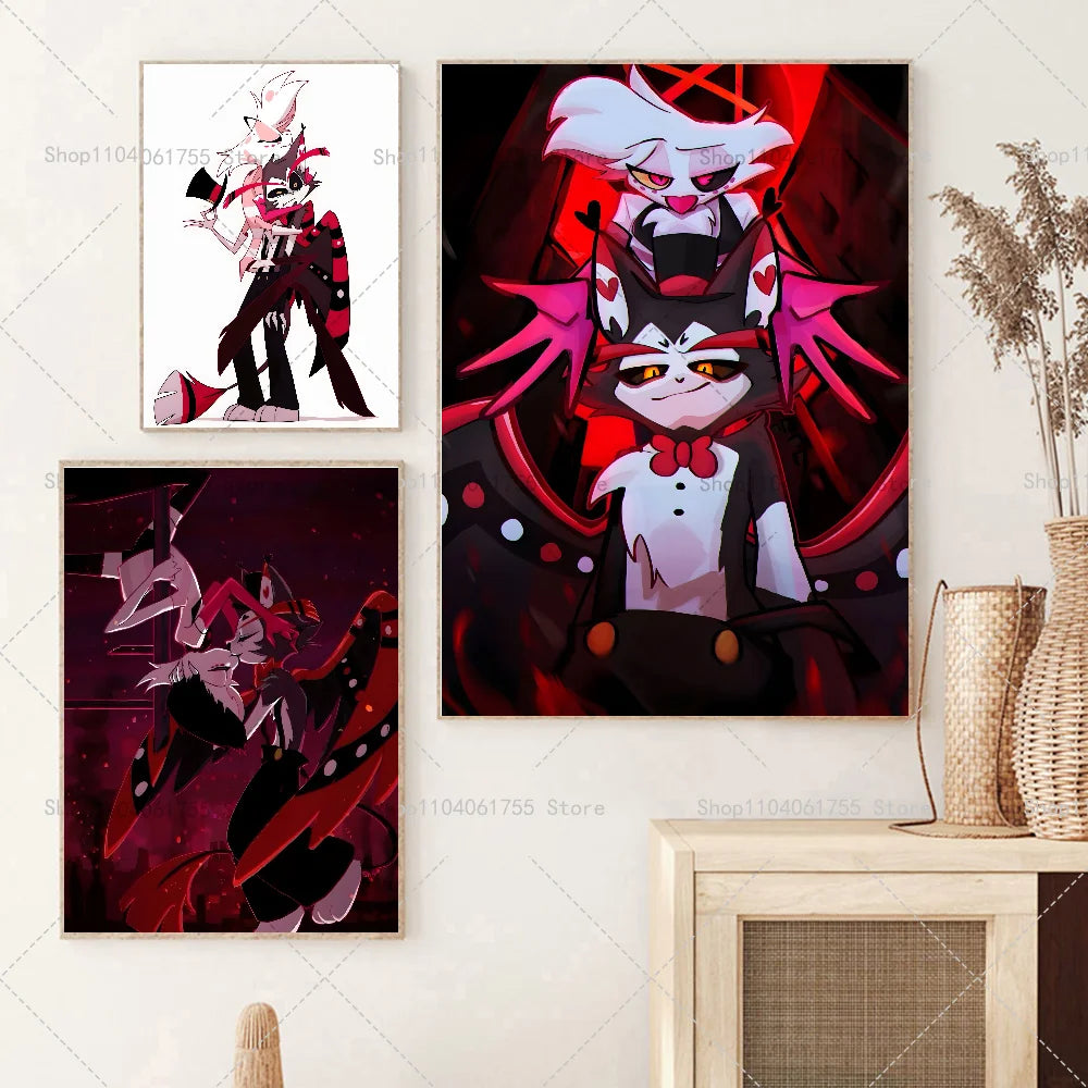Hazbin Hotel Angel Dust Alastor Waterproof Wall Poster Sticker Wall Art Poster Axl