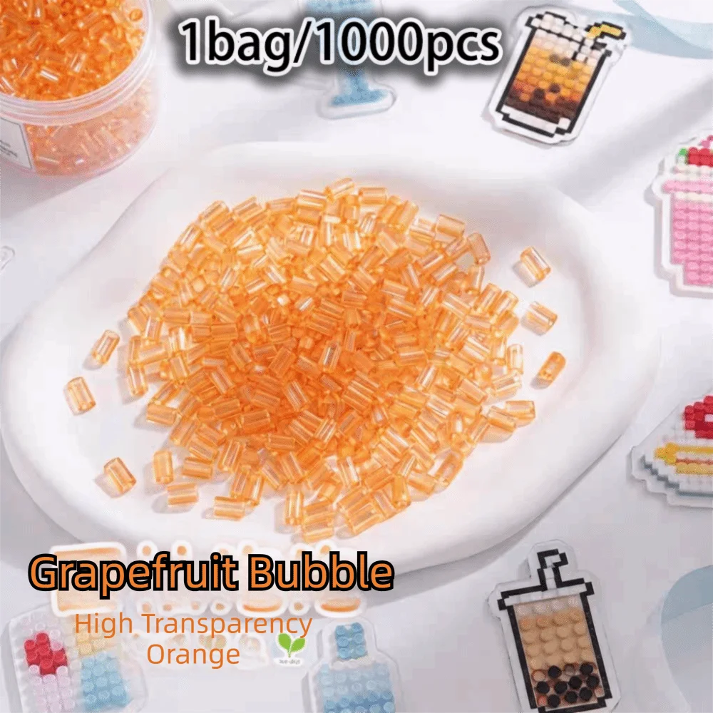 2.6mm Transparent Perler Beads DIY Kit – 7 Colors ~1000pcs DIY Craft Beads Axl transparent orange